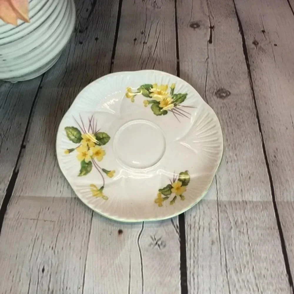 Vintage Shelley Primrose fine china saucer cottagecore